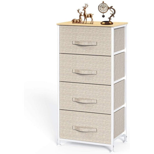 4 Drawer Dresser Fabric Storage Tower with Wood Top Organizer Unit for Closets Bedroom Nursery Room Hallway - Walmart.com