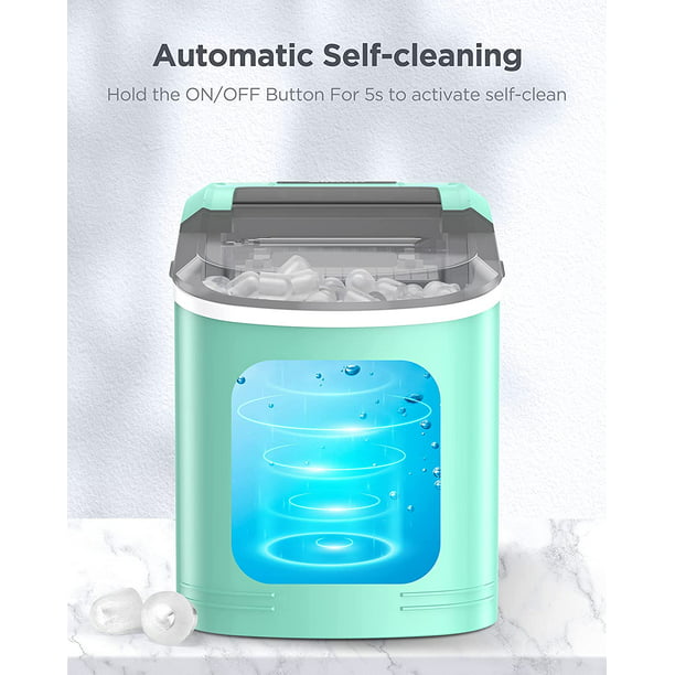 Portable Ice Makers Countertop, 9pcs/6min, 26lbs/24h, w/ 2 Sizes Bullet-Shaped Ice, Self-Cleaning, w/Scoop & Basket for Home, Kitchen, Office, Bar, Party, Green - Walmart.com