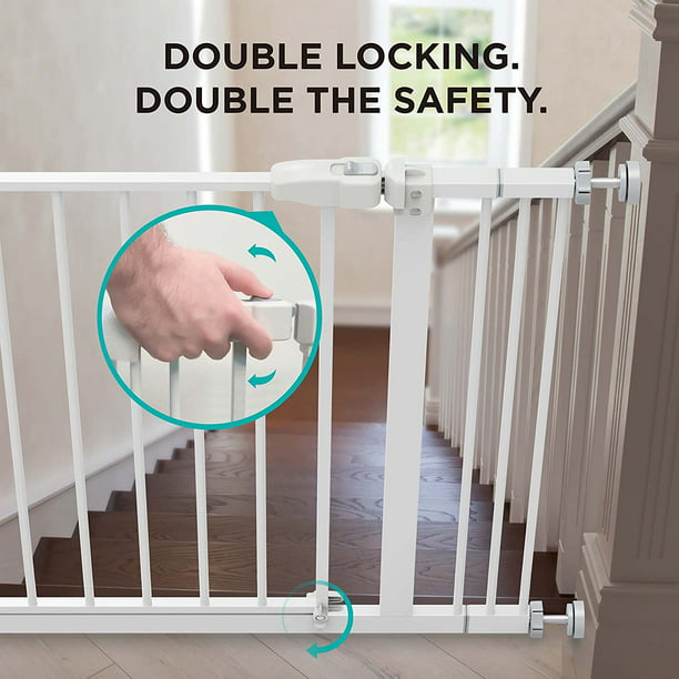 30" Height Baby Gate 29.1" to 39.4" Extra Wide Dog Gate with 2.8/5.5/8.3 Inch Extension kit for Stairs, Hallways, Bedrooms, White - Walmart.com