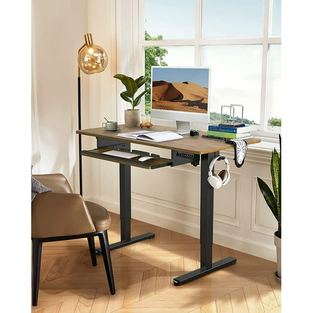Electric Standing Desk with Keyboard Tray 55 x 28 Inches Height Adjustable Sit Stand up Desk Memory Computer Home Office Desk - Walmart.com