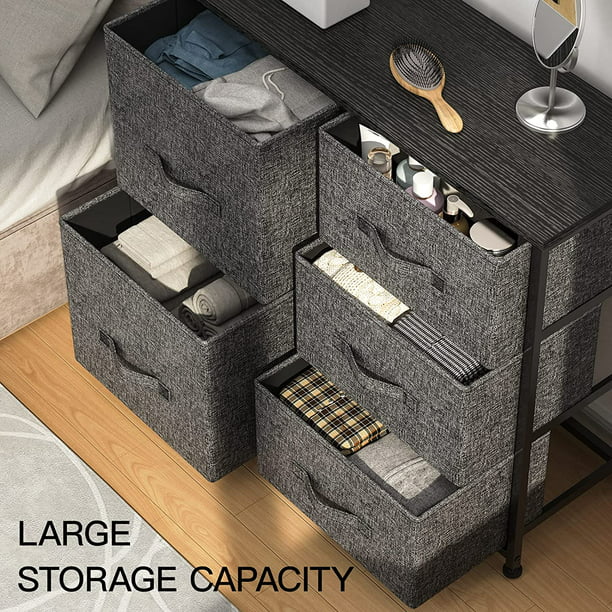 5 Drawer Dresser Fabric Storage Tower with Wood Top Organizer Unit for Closet, Hallway, Entryway, Nursery Room, Bedroom, Living Room - Walmart.com