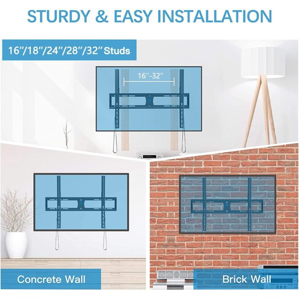 Fixed TV Wall Mount Bracket for 42-90 Inch Curved Screen TVs Hold up to 132lbs, Max 800x600mm, Fits 16", 18", 24" Wood Studs - Walmart.com