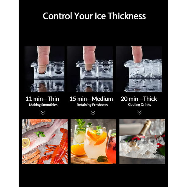 Ice Makers Countertop, 24pcs/13min, 45lbs/24h, 2 Ways to Add Water, Self-Cleaning, w/Scoop & Basket for Home, Kitchen, Office, Bar, Party - Walmart.com