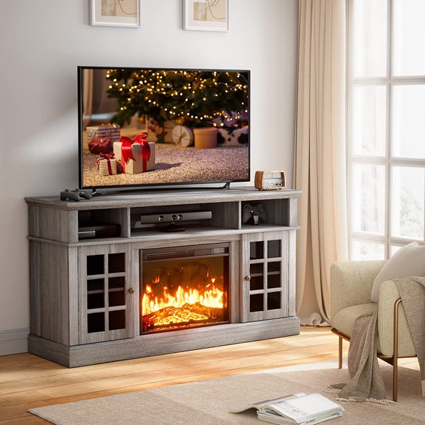 Fireplace TV Stand for 65 inch TV Fireplace Entertainment Center with Adjustable Shelves TV Console Table for Living Room Bedroom - Walmart.com