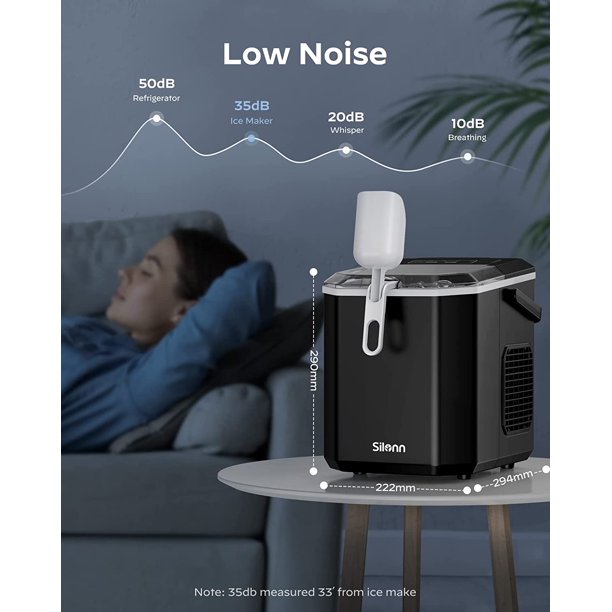 Countertop Ice Maker Machine with Handle, 9pcs/6min, 26lbs/24h, Self-Cleaning, W/2 Sizes Bullet-Shaped Ice, W/Scoop & Basket, Black - Walmart.com