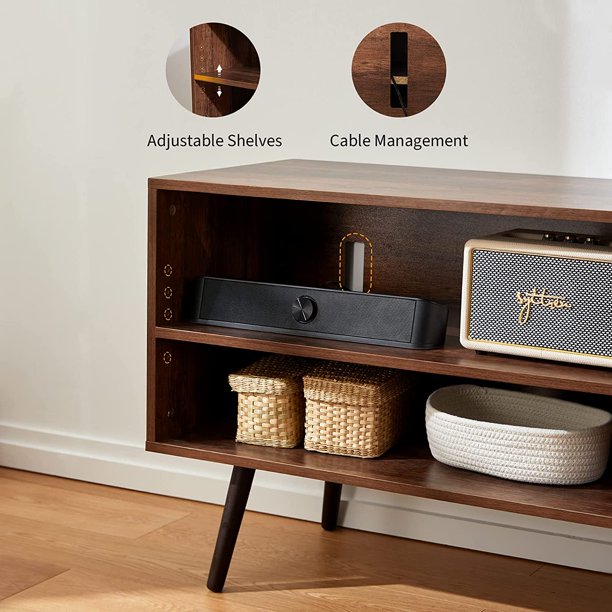 TV Console Table with Storage for 55 inch TV Retro Wood TV Stand & Entertainment Center for Living Room Bedroom - Walmart.com