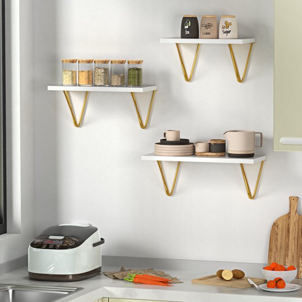 Myfurnideal 3 Sets Floating Shelves Wall Mounted Shelves for Bedroom, Living Room, Bathroom, Kitchen - Walmart.com