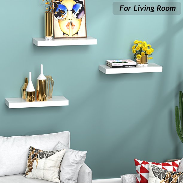 Myfurnideal 3 Packs Floating Shelves with Invisible Brackets Wall Mounted Shelves for Bedroom, Bathroom, Living Room, Kitchen - Walmart.com