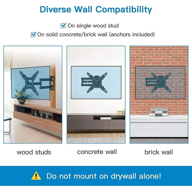Full Motion TV Mount Monitor Wall Bracket for Most 13-42 Inch TVs and Monitors, Hold up to 44 lbs - Walmart.com