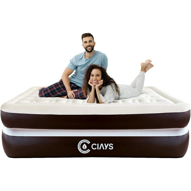 16" King Air Mattress with Built-in Pump and Carrying Bag, Brown - Walmart.com