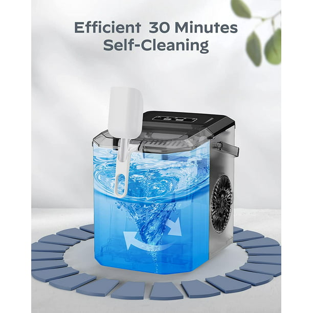 Countertop Ice Maker Machine with Handle, 9pcs/6min, 26lbs/24h, W/2 Sizes Bullet-Shaped Ice, W/Scoop & Basket, Self-Cleaning, Silver - Walmart.com