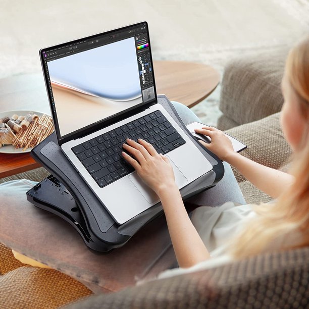 Portable Lap Desk with Cooling Fan and 5 Adjustable Angles 15.6" Laptop Stand with Detachable Mouse Pad for Home Office - Walmart.com