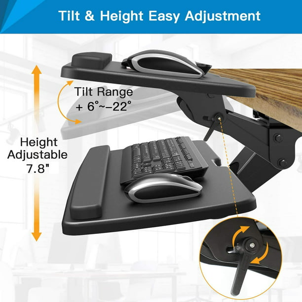Myfurnideal Keyboard Tray Under Desk Adjustable Ergonomic Sliding Keyboard & Mouse Tray for Home Office - Walmart.com