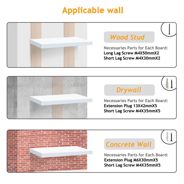 Myfurnideal 3 Packs Floating Shelves with Invisible Brackets Wall Mounted Shelves for Bedroom, Bathroom, Living Room, Kitchen - Walmart.com