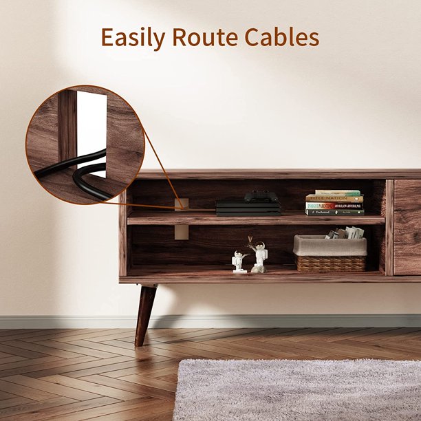 TV Console Table with Storage for 55 inch TV Retro Wood TV Stand & Entertainment Center for Living Room Bedroom - Walmart.com