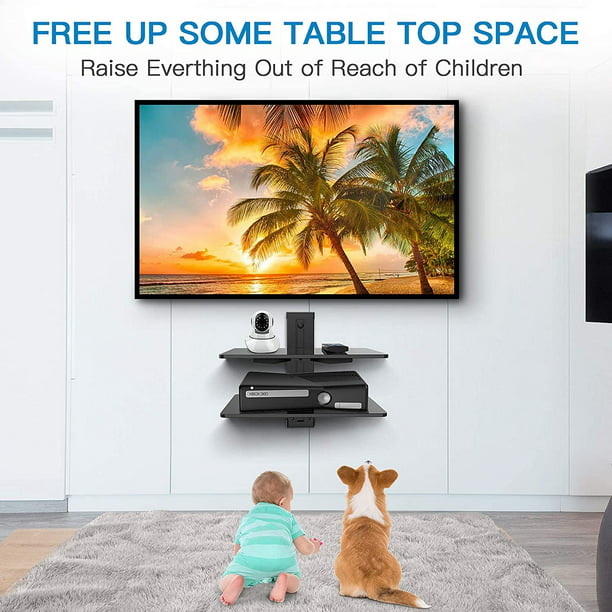 Floating AV Shelf Double Wall Mount TV Shelf - Holds up to 17.6lbs - DVD DVR Component Shelf - Perfect for Xbox, Projector, WiFi Router, Game Console and Cable Box - Walmart.com