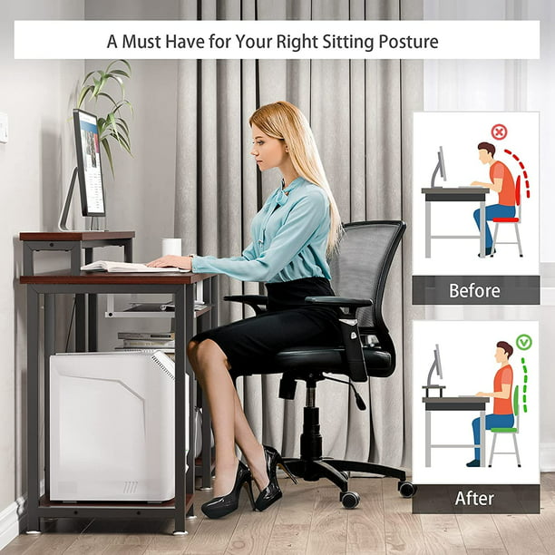 47" Computer Desk with Monitor Stand, Storage Shelves and Keyboard Tray Studying Writing Table for Home Office, Cherry - Walmart.com