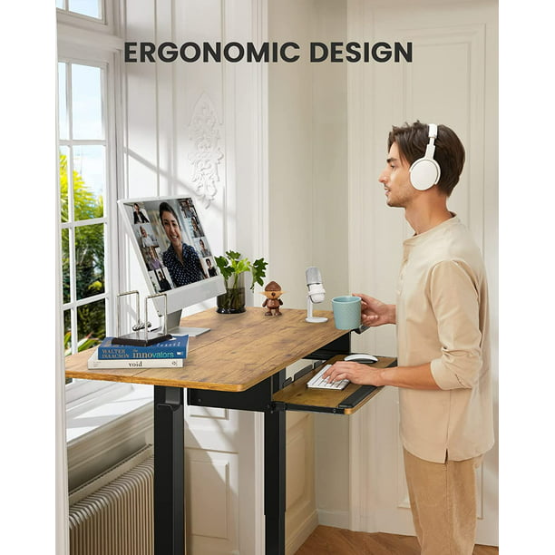 Electric Standing Desk with Keyboard Tray 55 x 28 Inches Height Adjustable Sit Stand up Desk Memory Computer Home Office Desk - Walmart.com