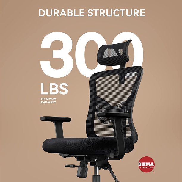 Ergonomic Office Chair with Lumbar Support, Adjustable Armrest, Backrest and Headrest, Black - Walmart.com