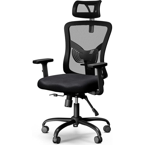 Ergonomic Office Chair with Lumbar Support, Adjustable Armrest, Backrest and Headrest, Black - Walmart.com