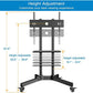 Myfurnideal Mobile TV Cart with Wheels Height Adjustable Rolling TV Stand for 23 to 60 inch Flat Panel TVs, Black - Walmart.com