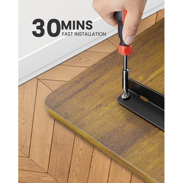 Electric Standing Desk with Wheels 55 x 24 Inch Height Adjustable Computer Stand Up Table for Home Office, Vintage Brown - Walmart.com