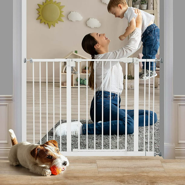 30" Height Baby Gate 29.1" to 39.4" Extra Wide Dog Gate with 2.8/5.5/8.3 Inch Extension kit for Stairs, Hallways, Bedrooms, White - Walmart.com
