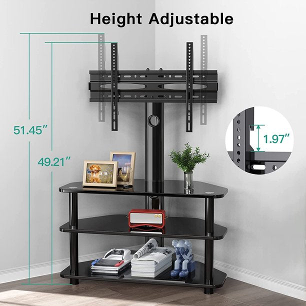 Swivel Floor TV Stand with 3 Storage Shelves for 32-65 inch TVs Height Adjustable Corner TV Stand w/Cable Management, Max 600x400mm, Hold up to 110lbs - Walmart.com