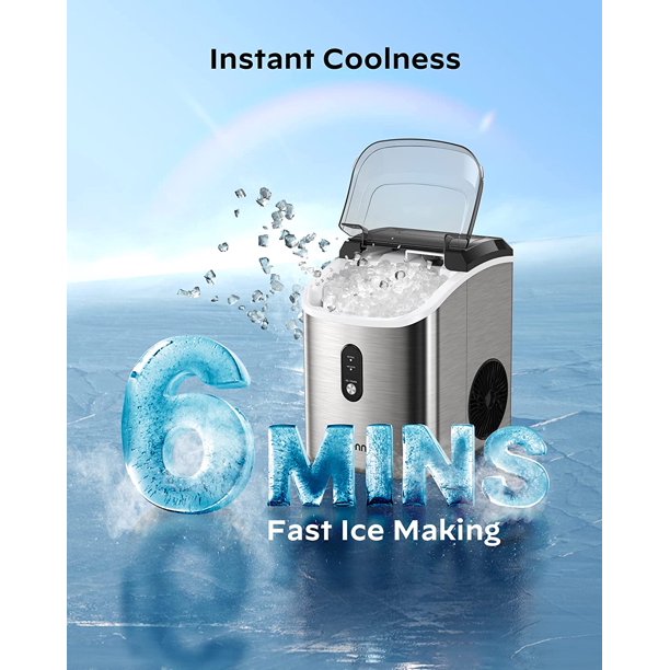 Nugget Ice Makers Portable Countertop, 33lbs/24H, Self-Cleaning, w/Scoop & Basket for Home, Kitchen, Office, Bar, Party, Silver - Walmart.com