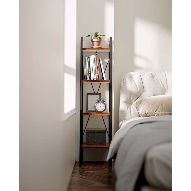 Myfurnideal 4-Tier Ladder Shelf Industrial Storage Bookshelf Standing Bookcase for Living Room, Bedroom, Kitchen, Bathroom, Balcony - Walmart.com
