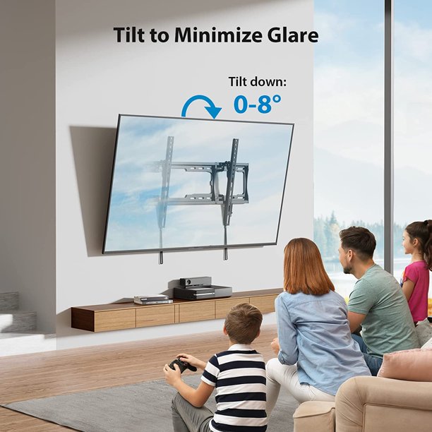 Tilt TV Wall Mount Bracket for Most 26-75 inch Flat Curved TVs, Hold up to 132lbs, Max 600x400mm, Fits 8-24 inch Wood Studs - Walmart.com
