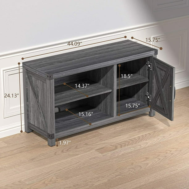 Farmhouse TV Stand for 50 Inch TVs Wood Media TV Console Cabinet with Storage, Grey - Walmart.com
