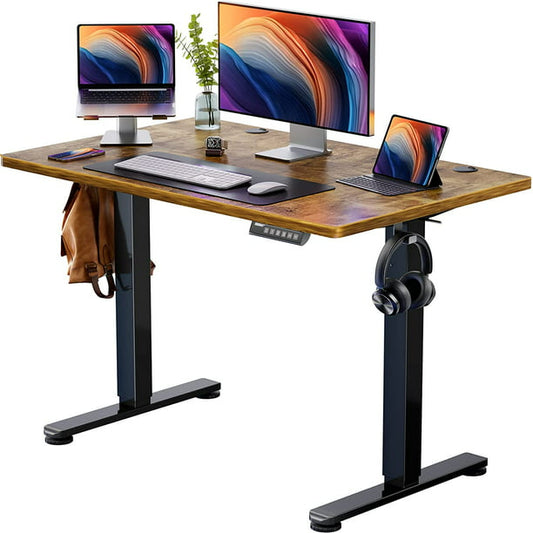 Kyspho Electric Standing Desk, 40 x 24 inch Height Adjustable Stand up Desk with Memory Preset, Sit Stand Home Office Desk, Rustic Brown