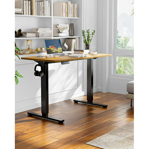 Electric Standing Desk with Wheels 55 x 24 Inch Height Adjustable Computer Stand Up Table for Home Office, Vintage Brown - Walmart.com