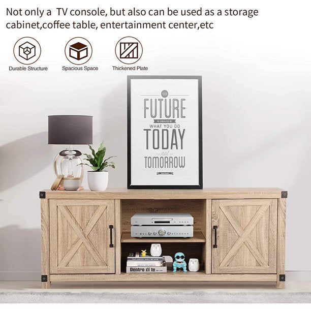 Console Cabinet for 65 Inch TVs with Media Shelves TV Stand Entertainment Center for Soundbar Barn Door TV Stand with Storage for Living Room - Walmart.com