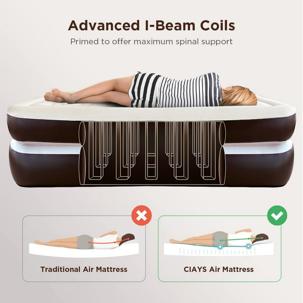 16" King Air Mattress with Built-in Pump and Carrying Bag, Brown - Walmart.com