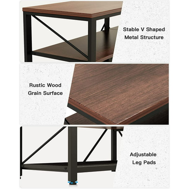 Myfurnideal TV Stand for 60" TV 3-Tier Media Console Table with Storage for Living Room, Cherry - Walmart.com
