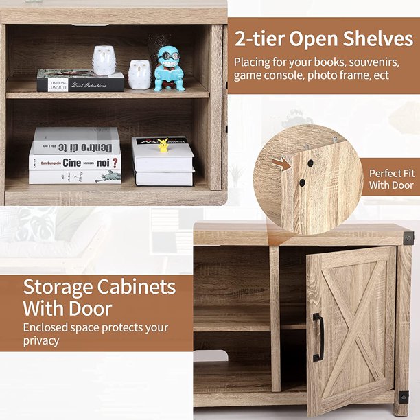 Console Cabinet for 65 Inch TVs with Media Shelves TV Stand Entertainment Center for Soundbar Barn Door TV Stand with Storage for Living Room - Walmart.com