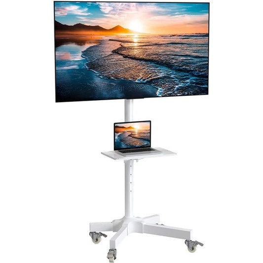 Mobile TV Cart with Wheels Height Adjustable Rolling TV Stand for 23 to 60 inch Flat Panel TVs, White - Walmart.com