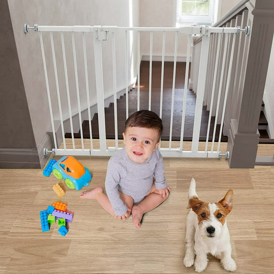 30" Height Baby Gate 29.1" to 39.4" Extra Wide Dog Gate with 2.8/5.5/8.3 Inch Extension kit for Stairs, Hallways, Bedrooms, White - Walmart.com