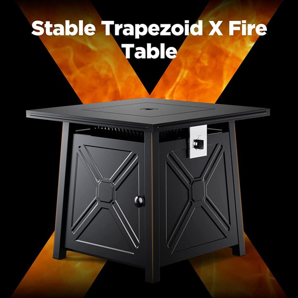 28" Gas Fire Pits Table 2 in 1 Propane Fire Pit W/ Lid and Lava Rock for Outside, 50,000 BTU, Black - Walmart.com