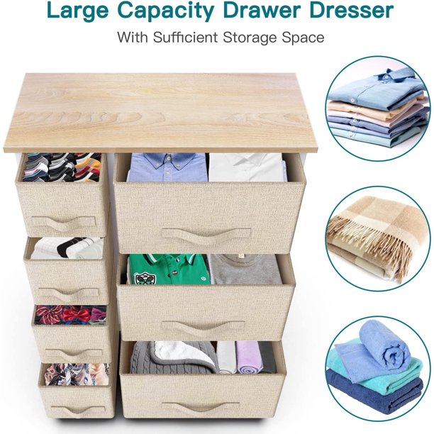 Myfurnideal Storage Tower with 7 Drawers Fabric Dresser Drawer with Steel Frame for Closet, Hallway, Entryway, Nursery Room - Walmart.com
