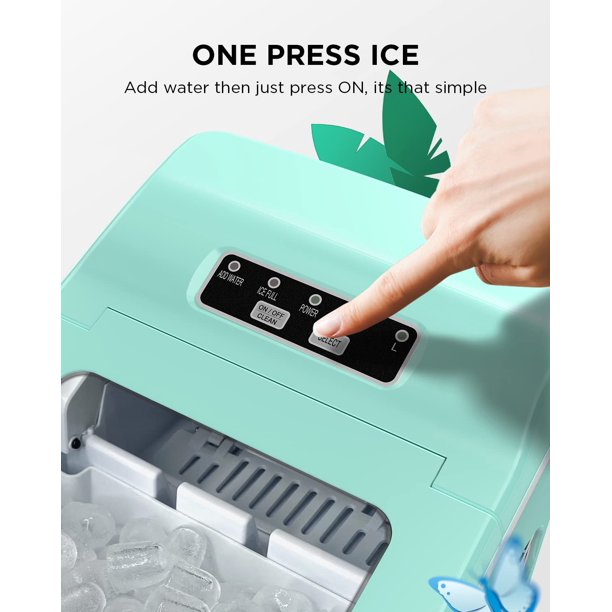 Ice Maker Machine for Countertop W/ 2 Sizes Bullet-Shaped Ice, 9pcs/6min, 26lbs/24h, Self-Cleaning, W/Scoop & Basket for Home, Kitchen, Office, Bar (Green) - Walmart.com