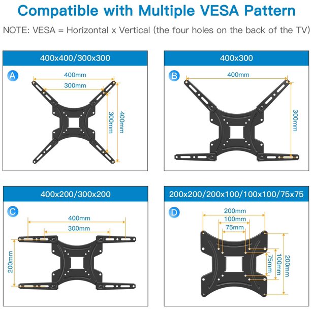 Myfurnideal Full Motion TV Wall Mount Bracket for Most 13-55 Inch LED LCD Flat Curved Screen TVs, Hold up to 66lbs