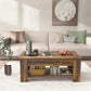 39.4" Lift Top Coffee Table with Storage Compartment and Shelves for Living Room, Vintage Brown - Walmart.com