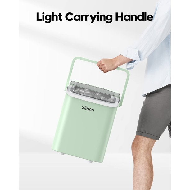 Ice Makers Countertop with Handle, 9pcs/7min, 26lbs/24h, w/ 2 Sizes Bullet-Shaped Ice, Self-Cleaning, w/Scoop & Basket for Home, Kitchen, Office, Bar, Party, Green - Walmart.com
