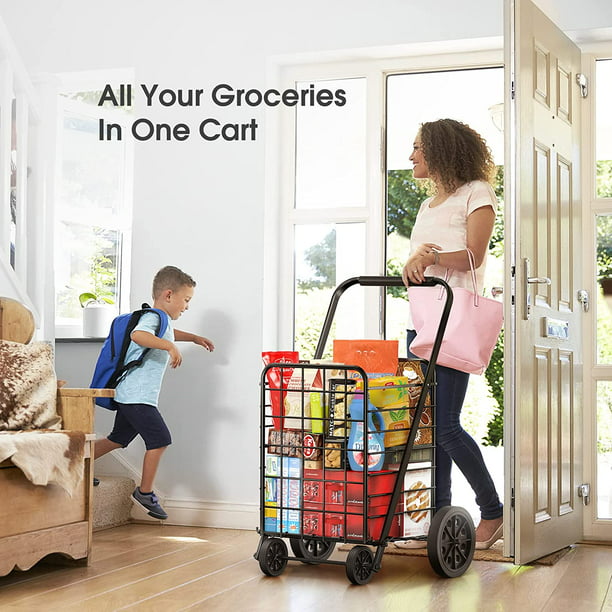 Myfurnideal Shopping Cart Folding Steel Rolling Laundry Basket with 176 lbs Large Capacity - Walmart.com