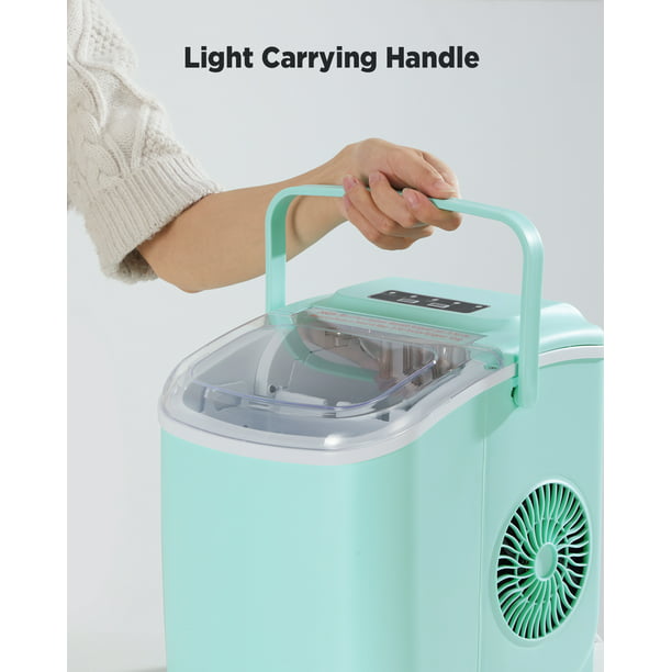 Ice Makers Countertop with Handle, 9pcs/6min, 26lbs/24h, w/ 2 Sizes Bullet-Shaped Ice, Self-Cleaning, w/Scoop & Basket for Home, Kitchen, Office, Bar, Party, Green - Walmart.com