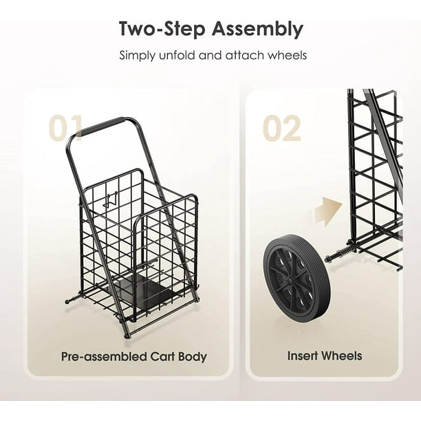 Myfurnideal Shopping Cart Folding Steel Rolling Laundry Basket with 176 lbs Large Capacity - Walmart.com