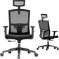 Ergonomic Office Chair High Back Mesh Computer Chair with Lumbar Support, Adjustable Armrest, Backrest and Headrest, Black - Walmart.com